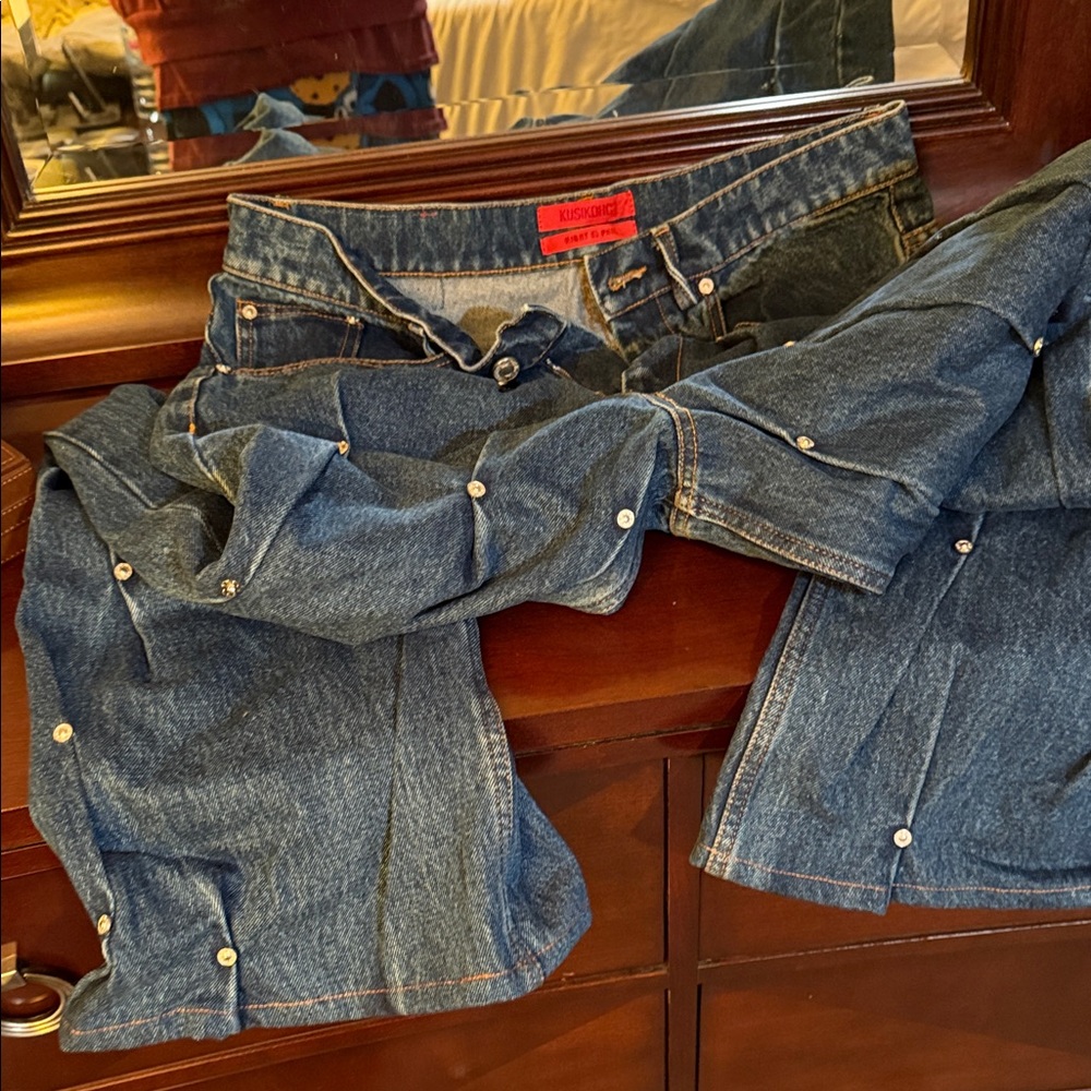 Blue Denim Rivet Jeans Kusikohic. size 31